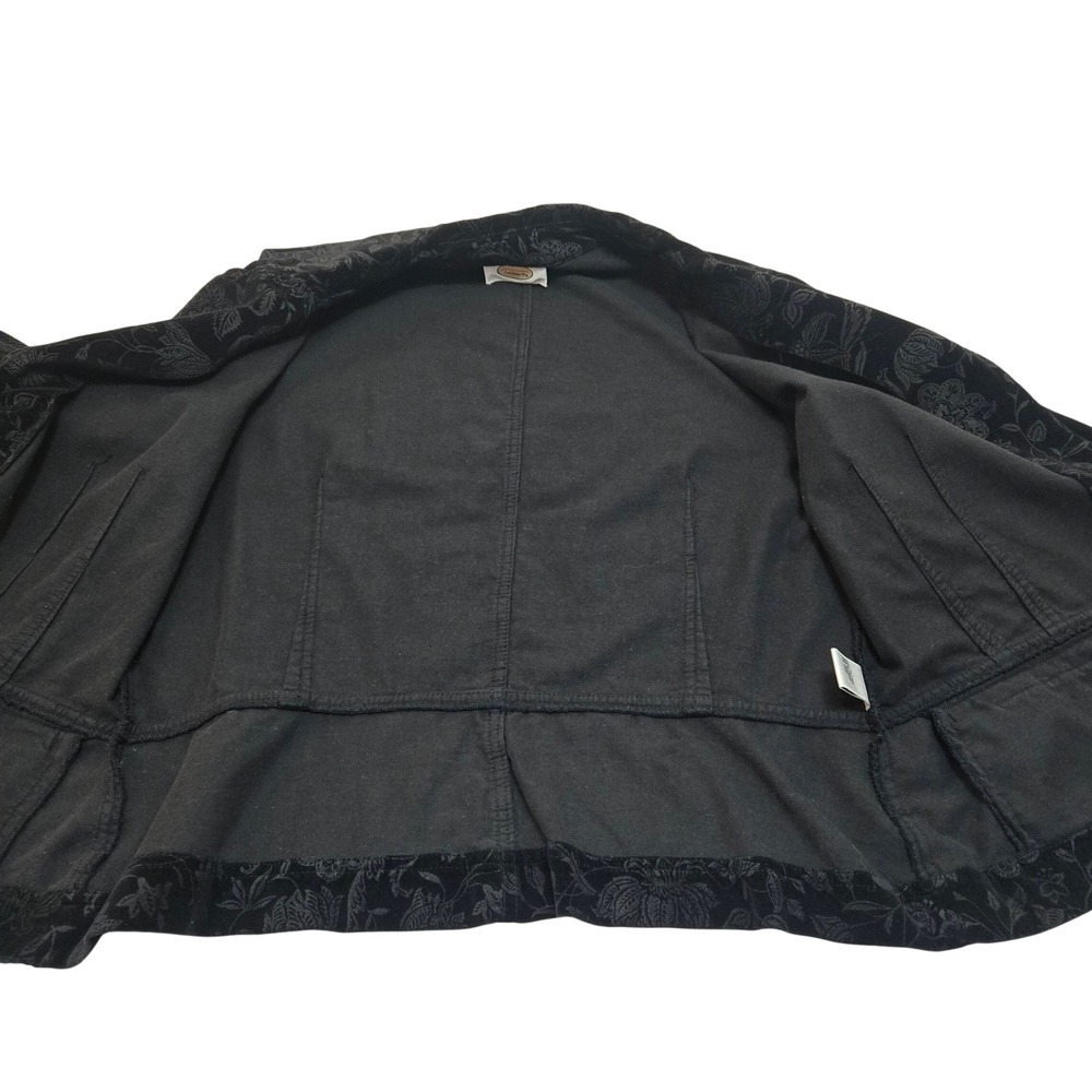 Talbots Womens Black Floral Damask Corduroy Blazer Jacket 3-Button Cotton L - Picture 10 of 16